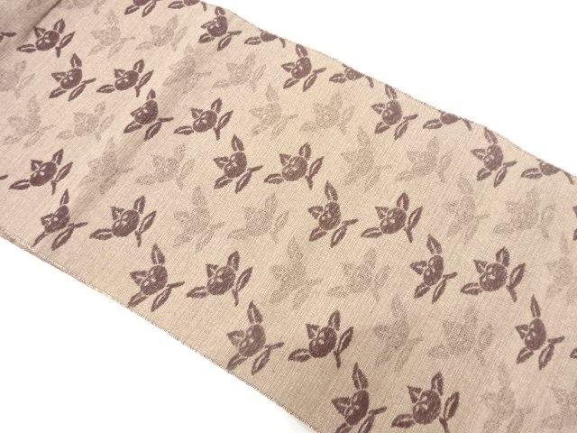 JAPANESEKIMONO / ANTIQUE TSUMUGI TACHIBANA PATTERN WOVEN NAGOYA OBI (W